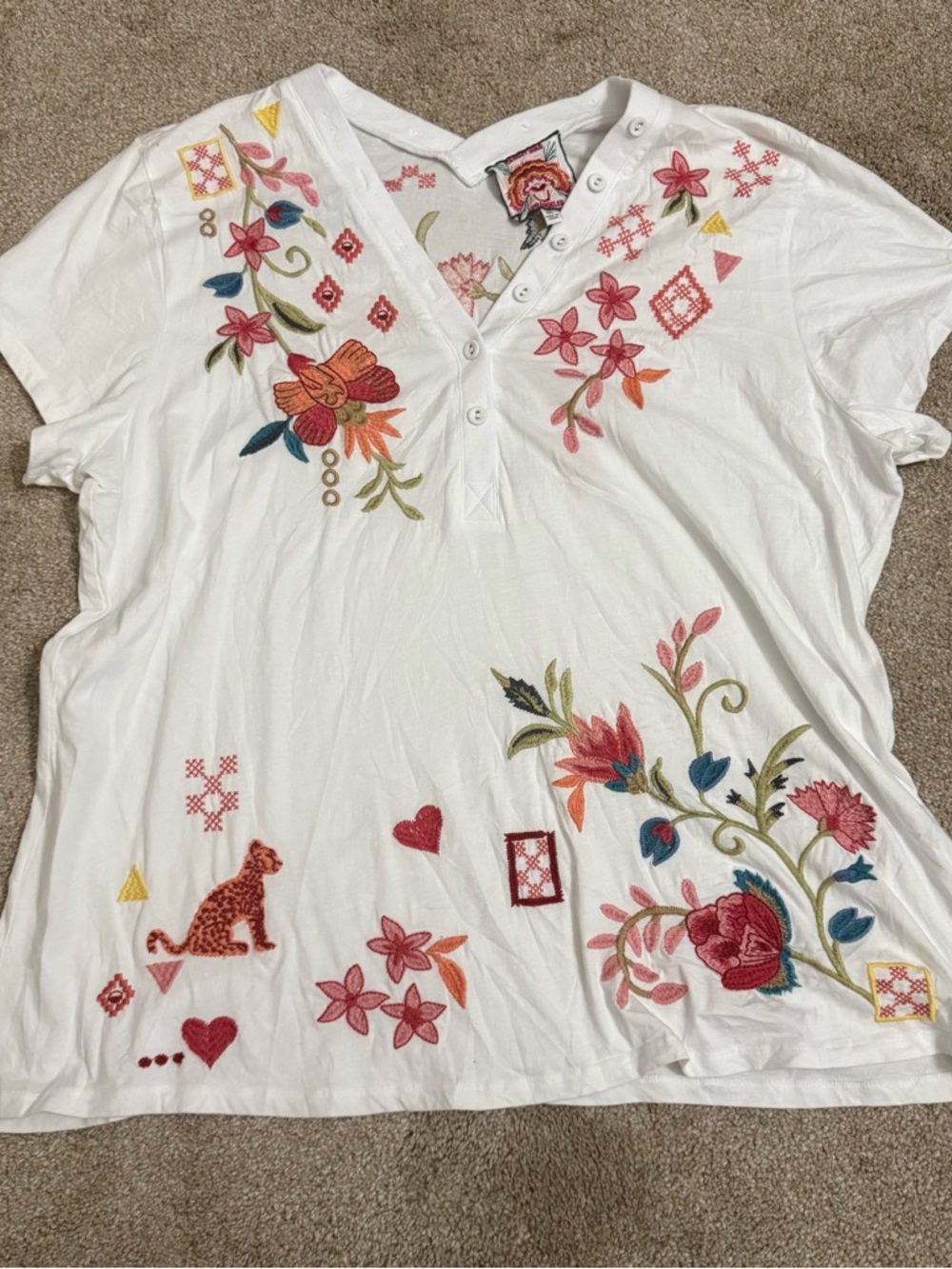 Johnny Was Button Neck Tee